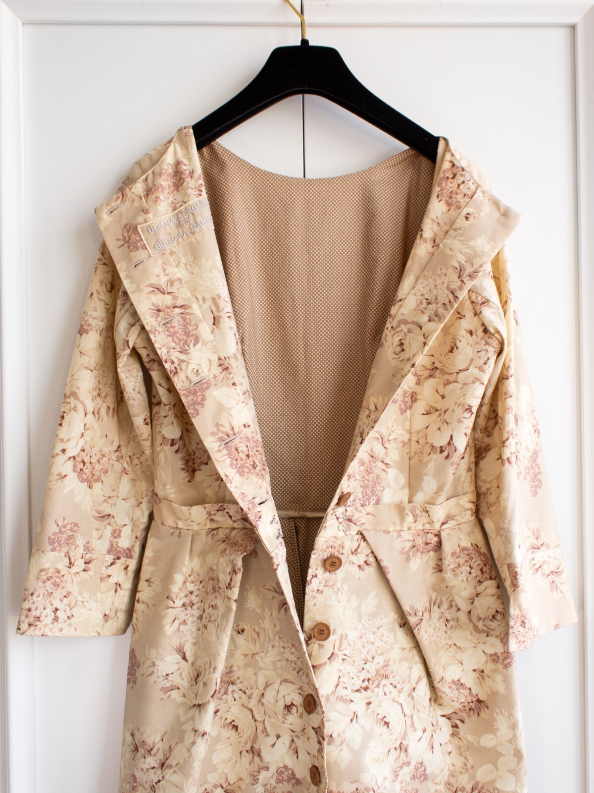 Ulyana Sergeenko Custom Made Beige Pink Floral Pr… - image 8