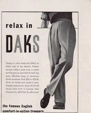 Daks Slacks Trousers Mens Fashion Belt Free Dapper Vtg Print Ad 1940s