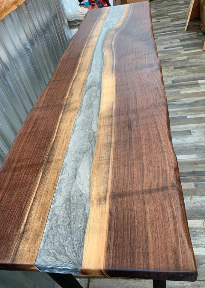 Wooden Epoxy Console Table | Handmade Side/End Table | Resin River Furniture Art - Image 2 of 4