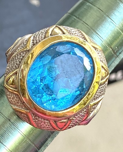 $$$ 💙 DEEP BLUE TOPAZ MAGNIFICENT STERLING RING SZ 7 #2