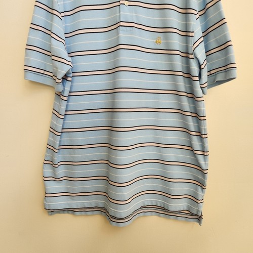 Brooks Brothers 346 Polo Shirt Men Size XLarge Blue White Striped Golf Cotton - Picture 3 of 12