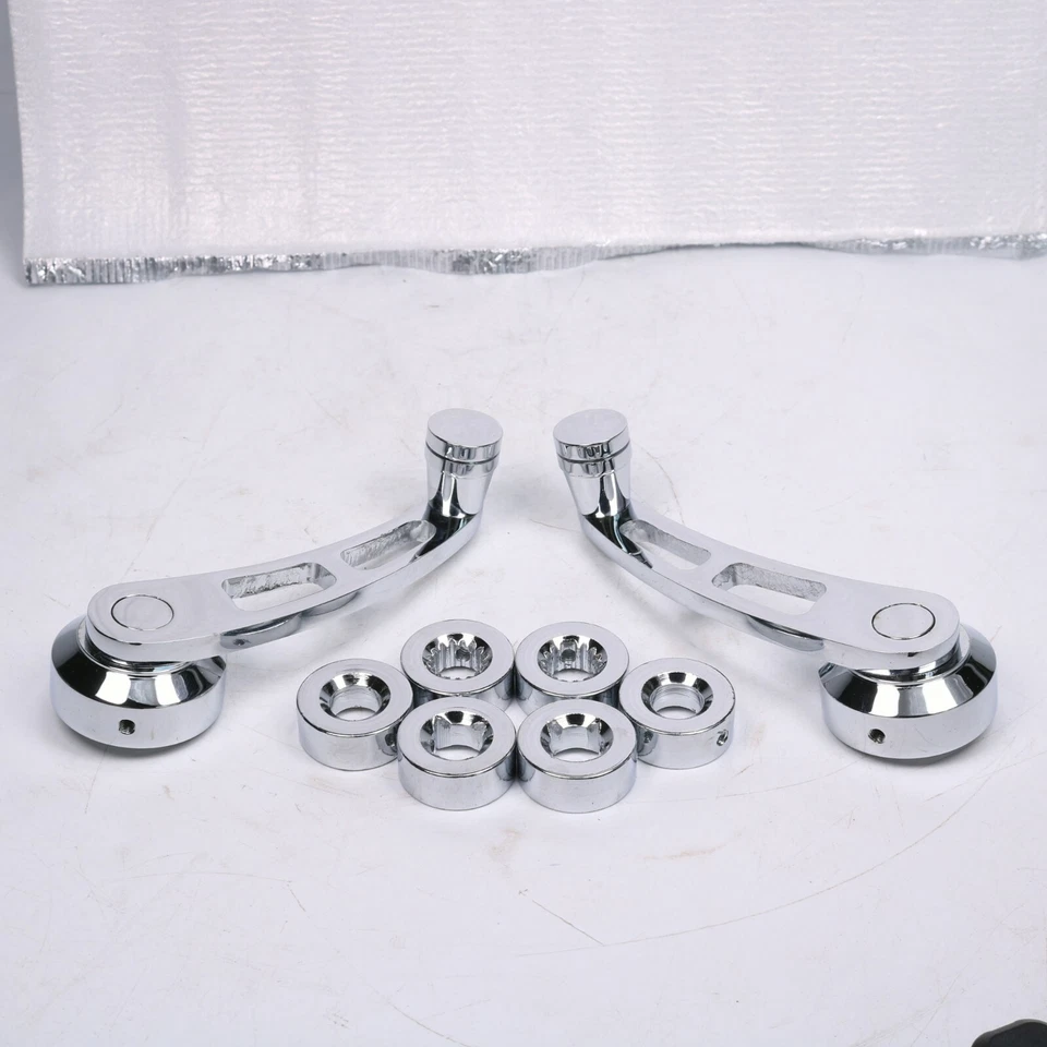 Bobinadora de ventana de coche cromada universal manivela de vidrio perillas de aluminio metal 2 piezas Foto 3 de 4