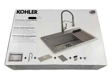 Kohler Pro-Function Kitchen Sink Kit w/ Faucet Top/Bottom Mount RC78960-1PC-NA