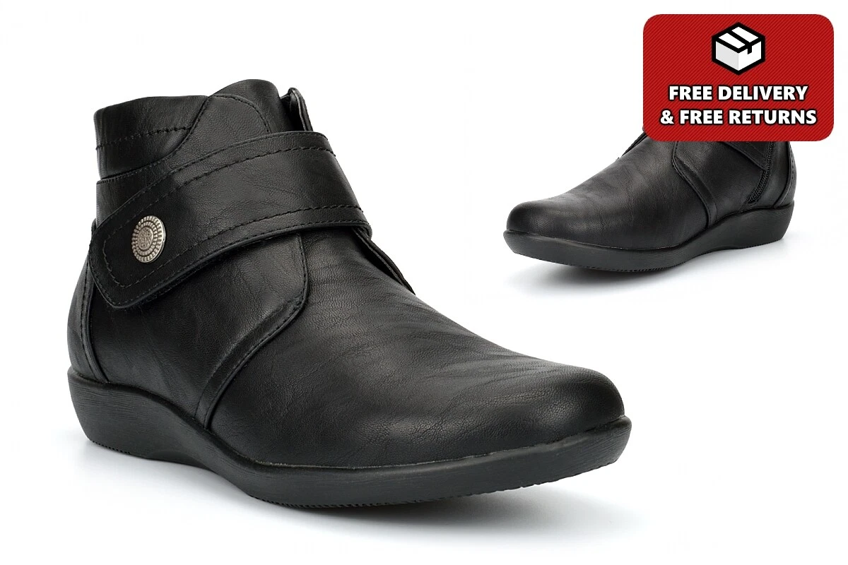 Womens Extra Wide Boots Ladies Wide Fit Boots Ankle Boots Black (EE Width)  | eBay