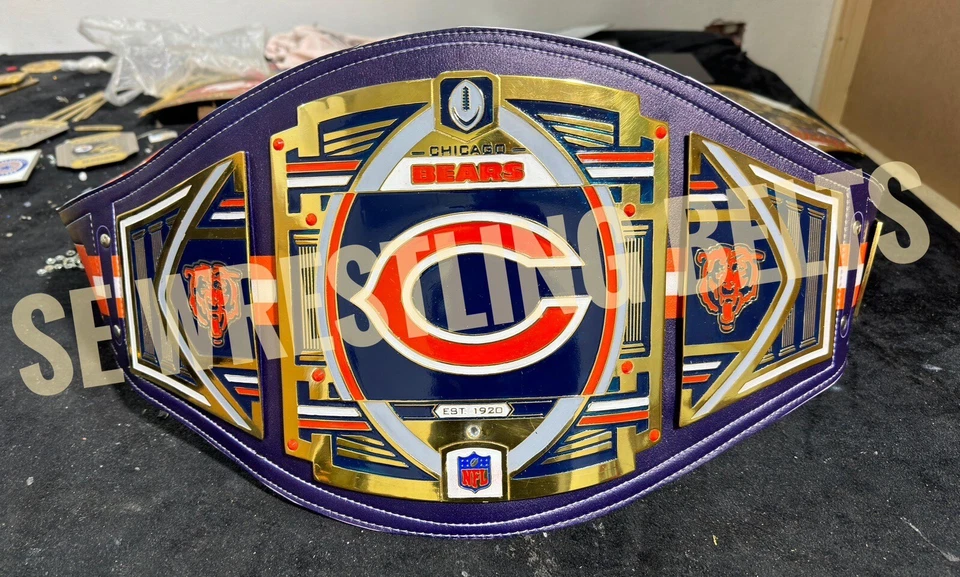 Cinto NFL Chicago Bears Championship futebol americano Super Bowl latão 2mm - Imagem 4 de 4