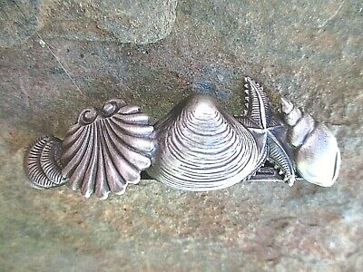 Shell Silver Plated French Clip Hair Barrette 80MM Clip Made in USA 6052S 
