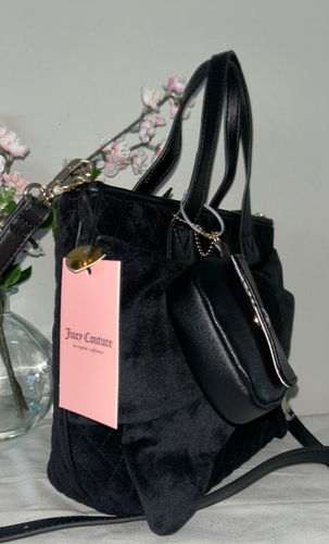 NEW! NWT JUICY COUTURE Velour Tied With A Bow Tote Black Liquoirce - Picture 4 of 8