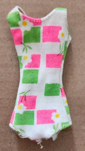 Vintage Mattel Francie Barbie 1965 Swimsuit Pink/Green White Flowers