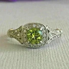 3Ct Round Cut Lab-Created Peridot 14K White Gold Plated Engagement Women's Ring