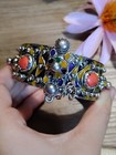 Colorful Metal Gemstone Accent Cuff Bracelet #A25-34