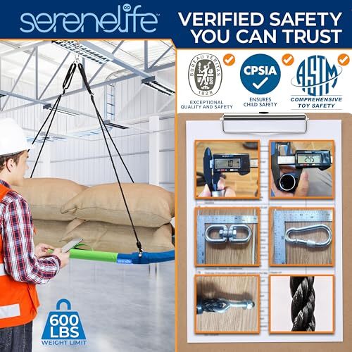 SereneLife 67" Oval Saucer Outdoor Swing w/Kit, Swinging Seat Spinner - Rainbow - Picture 4 of 7