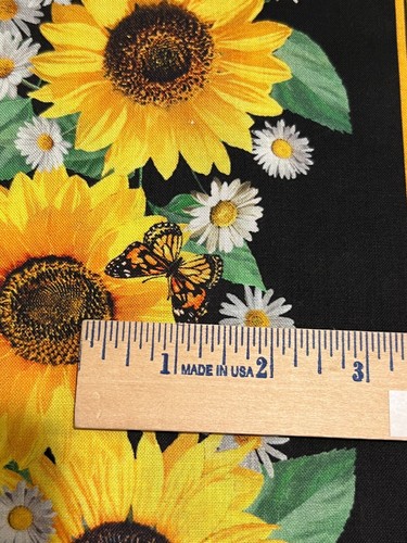 TT Sunflowers & Bee Stripe 100% digital cotton fabric by the yard 36 x 44 CD2922 - Picture 3 of 10