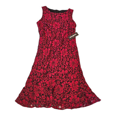 Karl Lagerfeld Size 10 Red Lace Sleeveless Maxi Dress