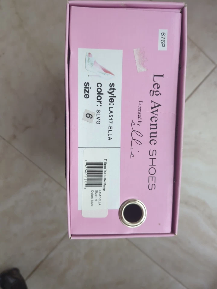 Zapatos Leg Avenue 5" Plateados Brillo Tacones con Puntera Abierta Talla 6 de Ellie Nuevos Foto 2 de 4