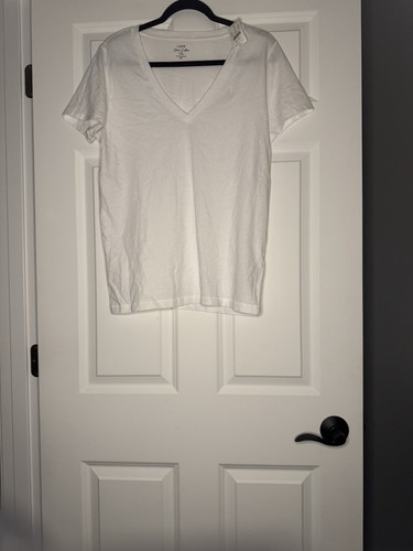 J Crew Slub Baumwoll-T-Shirt V-Ausschnitt XL weiß neu mit Etikett