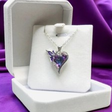 Exquisite Butterfly Crystal Heart Pendant Necklace Stylish Jewelry