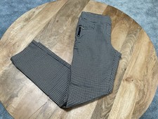 SOHO Gingham Check Elastic Waist Pull On Straight Leg Pants Size M Zip Accents