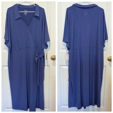 Wrap Midi Dress Quiet Luxury Periwinkle NWT Coastal Grandmother 3X Nine West