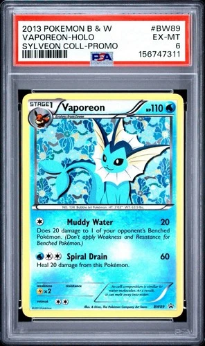 2013 Pokemon Black & White Promo Vaporeon Holo BW89 PSA 6