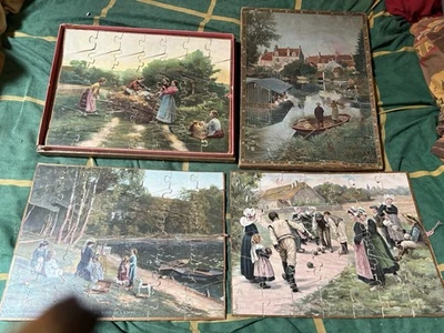 Coffret 3 Puzzles 1909- Pêcheurs - Sur Bois Reconstitué Splendide - Photo 1/4