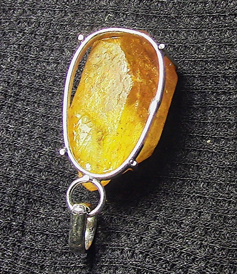 Colgante de piedra citrino en bruto 1,25" x 0,75" sin engaste de cadena es placa de plata .925 Foto 4 de 4