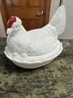 Vintage Westmoreland Milk Glass Chicken Hen on Nest Covered Dish  7"× 5.75"