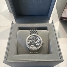 Michele Deco Silver Diamond Dial Wristwatch Women/Never Used
