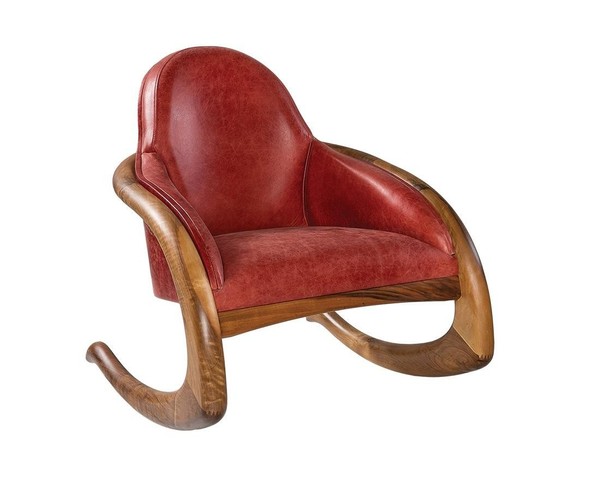 Moderner Roter Stoffsessel Aus Holz FüR Wohnzimmer-image