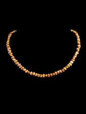 Vintage Genuine Bronze Freshwater Pearl Strand Gold Toned Box Clasp Necklace