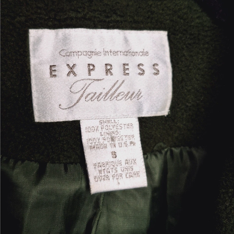 Chaqueta Blazer Recortada Compagnie Express Tailleur Años 90 De Colección S Botella Verde Vellón Foto 3 de 4