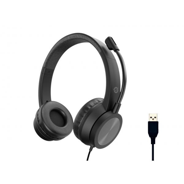 Polona05b cuffia e auricolare cablato a padiglione musica e chiamate usb tipo a nero - Immagine 2