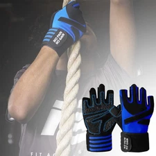 Half Finger Weightlifting Workout Gloves with Wrist Strap Support Padded
