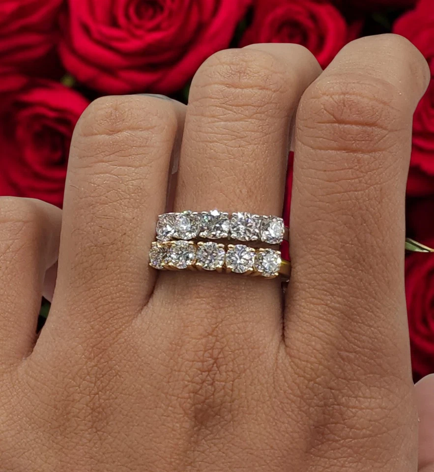 1.25ct Lab Grown Diamond Half Eternity Band Ring 14K Gold Stackable IGI - Image 3 of 4