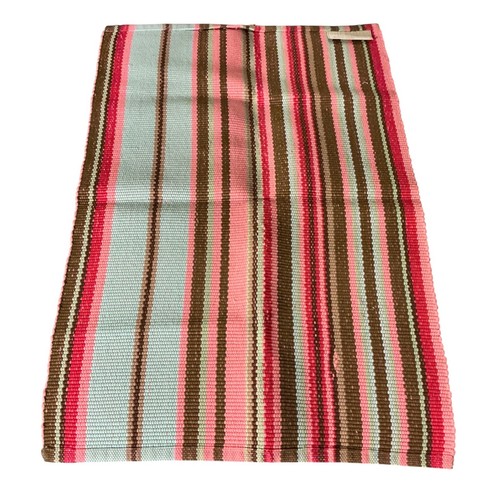 Dash & Albert Handwoven Striped Polypropylene UV Rug 2x3 Pink Brown Multi