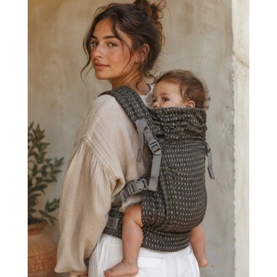 Boba X Baby Carrier Charcoal Grey Dash Print Ergonomic 7-45 lbs Cotton Canvas