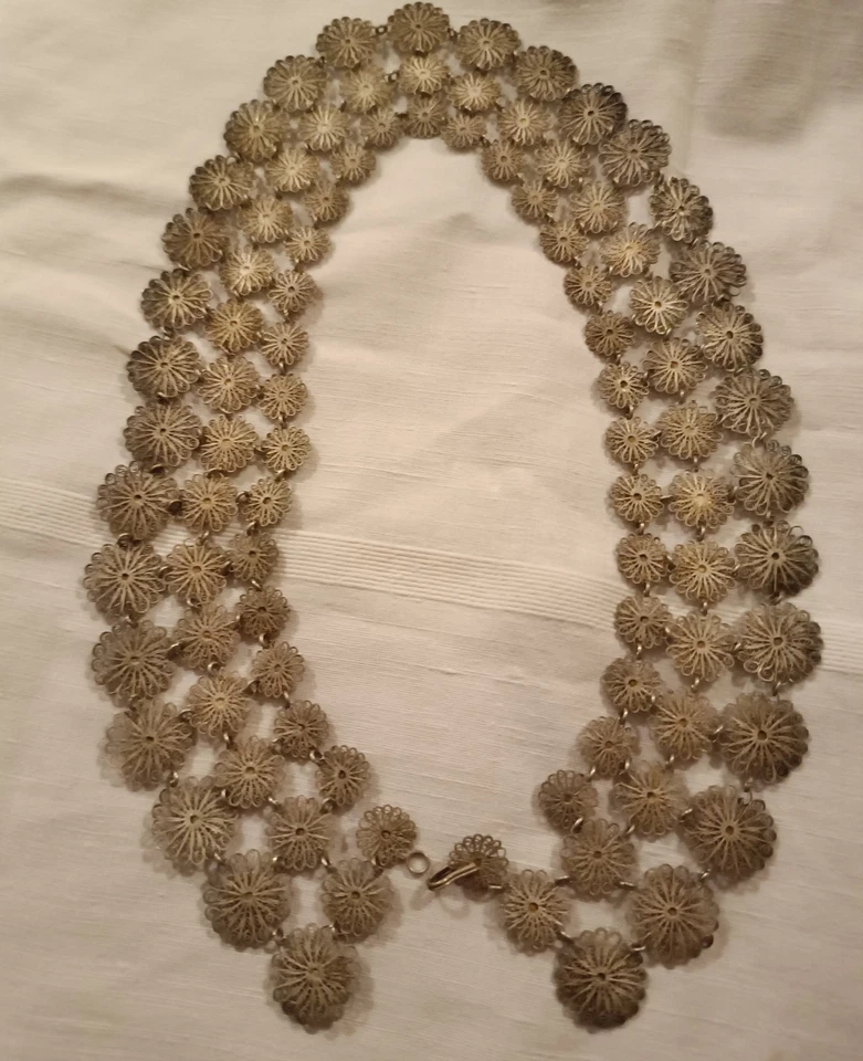 Grand collier ancien argent 4,5 de large, longueur 45 cm 1920/1930 - Photo 2/2