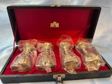 Set of 4 Vintage Corbell & Co. Silverplated Cordial Mini Goblets in Hard Case