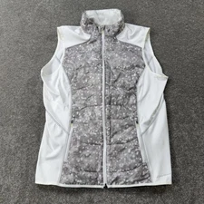 Eddie Bauer Ignitelite Puffer Vest Womens XL Full Zip Jacket White/Gray Outdoor