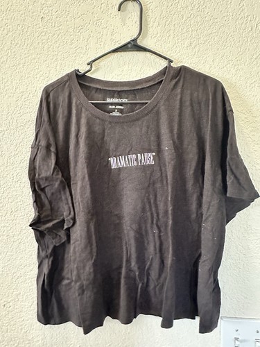 Super Soft Slub Jersey Dramatic Pause Size 2 Cropped Black Top - Picture 4 of 4