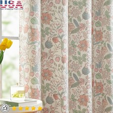 Floral Blackout Curtains Set Nursery Bedroom Privacy Easy Care 84L x 38W New
