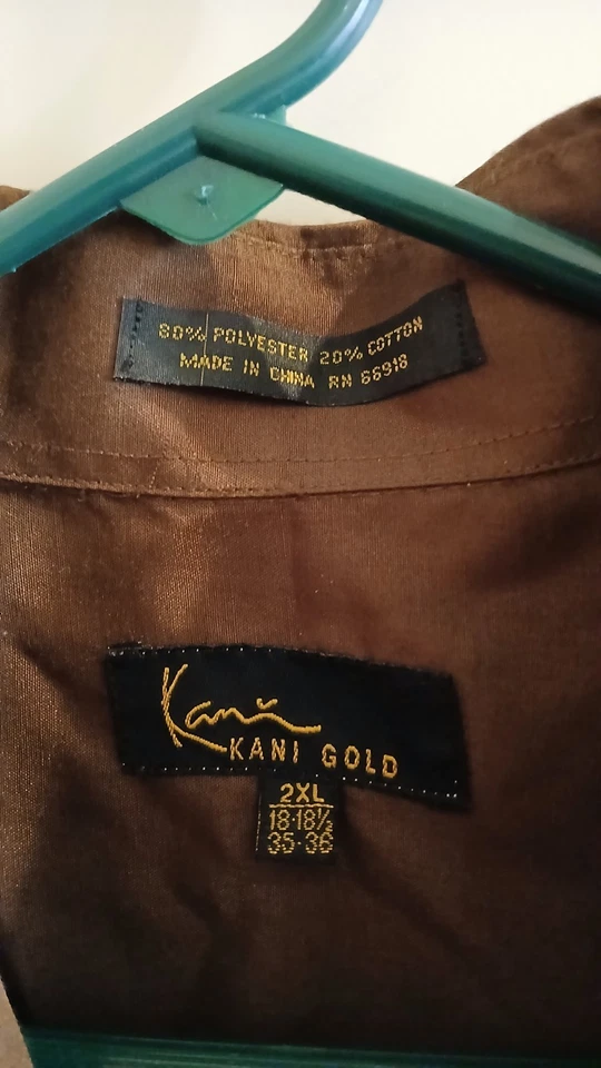 Kani Gold Button Up Shirt 2xl Brown. Accent Collar. Vintage  - Image 2 of 4