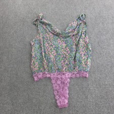 Free People Bodysuit Womens Medium Purple Floral Intimately Lace Thong Teddy