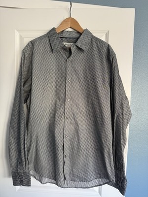 Sovereign Code W1335 Button Up Shirt Mens XL Gray Patterned 100% Cotton NWT