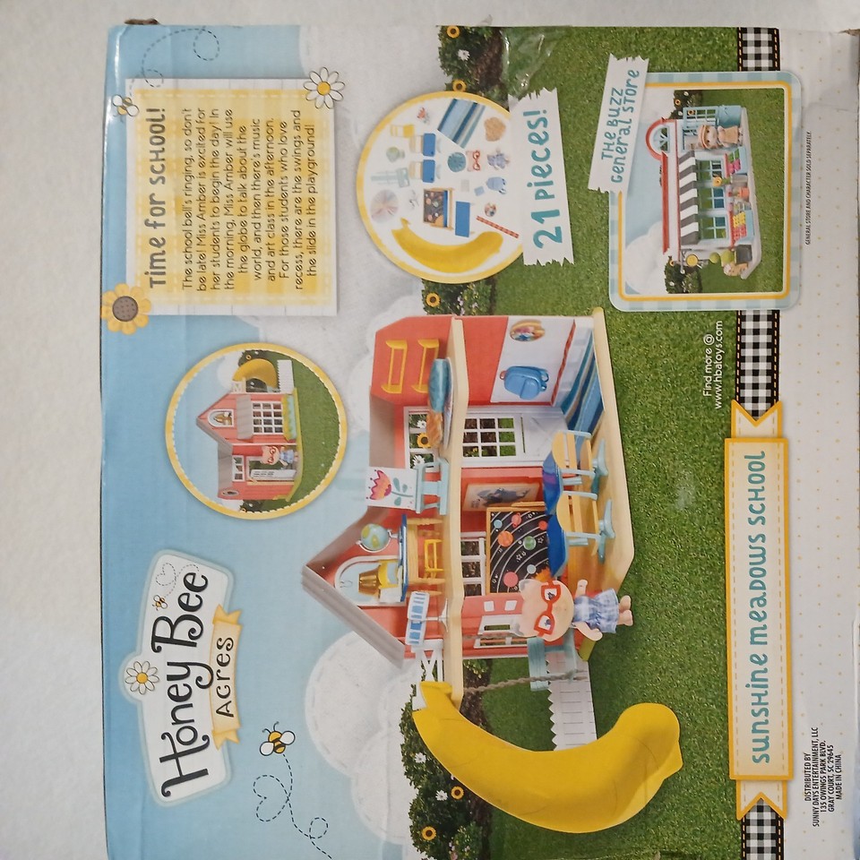 Honey Bee Acres Sunshine Meadows School Playset Dollhouse With Fox