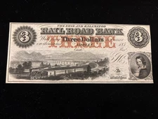 1850’s $3 ERIE & KALAMAZOO Railroad Bank Michigan Obsolete Currency