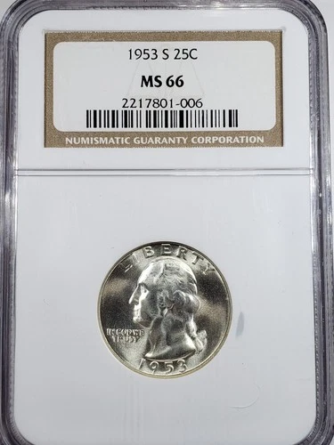 1953-S Washington Quarter NGC Graded MS66