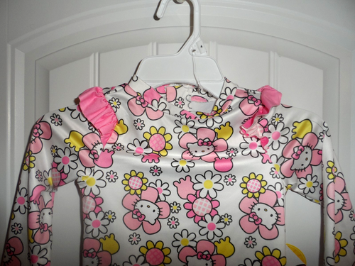 Cute Hello Kitty girls size 4 white pink ruffle rash guard NWT swim - Picture 2 of 4