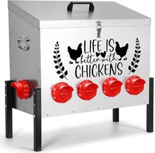 95 lb Chicken Feeder with 10 No-Waste Ports   Extra-Large Galvanized Metal Poult