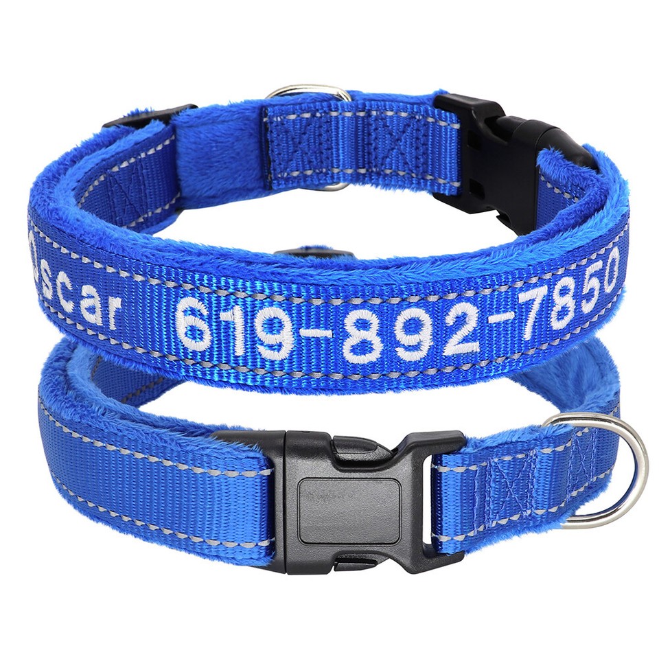 Personalisierbares Hundehalsband Medium Pink - Bestickt Mit Name &  Telefonnummer