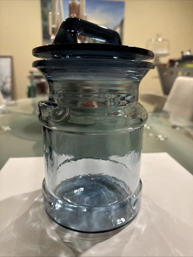 Vintage LE Smith 9” Cobalt Blue “Milk Jug” Glass Canister 1960’s